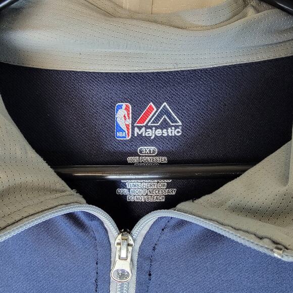 NBA Dallas Mavericks 1/4 Zip Pullover Mens 3XT Navy Gray Long Sleeve Majestic - Picture 3 of 5